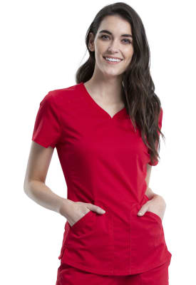 Polera Clínica Mujer Cherokee Workwear Revolution WW601 Rojo RED