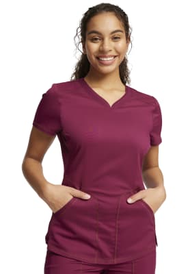 Polera Clínica Mujer Cherokee Workwear Revolution WW601 Burdeo WIN