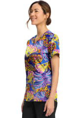 Polera Clínica Mujer Cherokee Prints CK856 WNIT Mariposas Azul