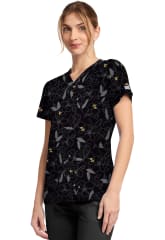 Polera Clínica Mujer Dickies DK667 SRFL Flores Negro