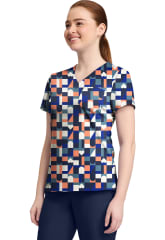 Polera Clínica Mujer Med Couture MC632 BDGA Tablero Azul