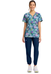 Polera Clínica Mujer Cherokee Prints CK856 VGDN Flores Verde