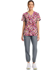 Polera Clínica Mujer Cherokee Prints CK856 WCMK Acuarela Rosado