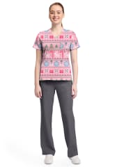 Polera Clínica Mujer Cherokee Prints CK857 FSFI Navidad Rosado