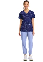 Polera Clínica Mujer Cherokee Prints CK856 WLSP Puntos Azul Marino