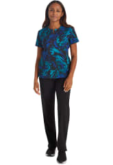 Polera Clínica Mujer Inspira IP723 MERB Mármol Azul Rey