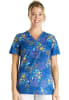 Polera Clínica Mujer Cherokee Prints CK671 PWKP Flores Azul1