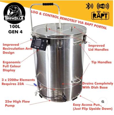 BrewZilla 100L G4 with Pump 2200w - 220-240V AC1
