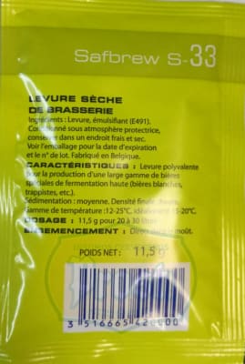 Sachet Levadura S-33 - OFERTA Sachet Levadura S-33 - OFERTA