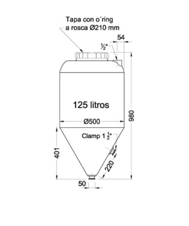 Fermentador Infinity 125L + fittings de salida2