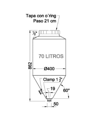 Fermentador Infinity 70L + fittings de salida2