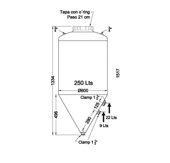 Fermentador Infinity 250L + fittings de salida2