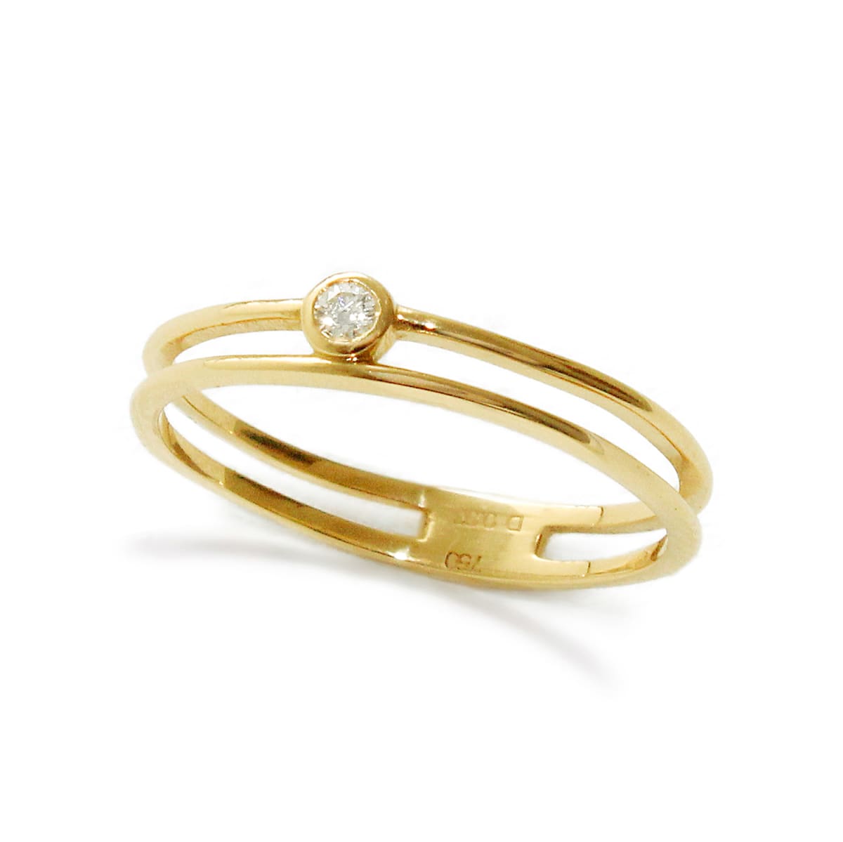 *Anillo Doble Linea con Brillante T6 ORO 18KT* *Anillo Doble Linea con Brillante T6 ORO 18KT*