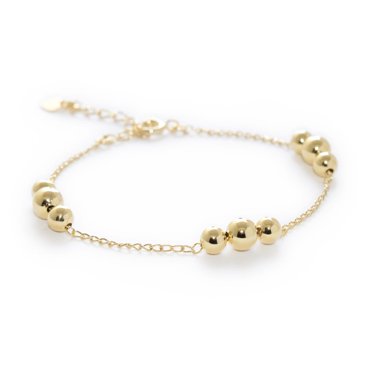 Pulsera 3 Bolitas Seguidas 4-5mm LAMINADO EN ORO 18/20 MICRAS Pulsera 3 Bolitas Seguidas 4-5mm LAMINADO EN ORO 18/20 MICRAS