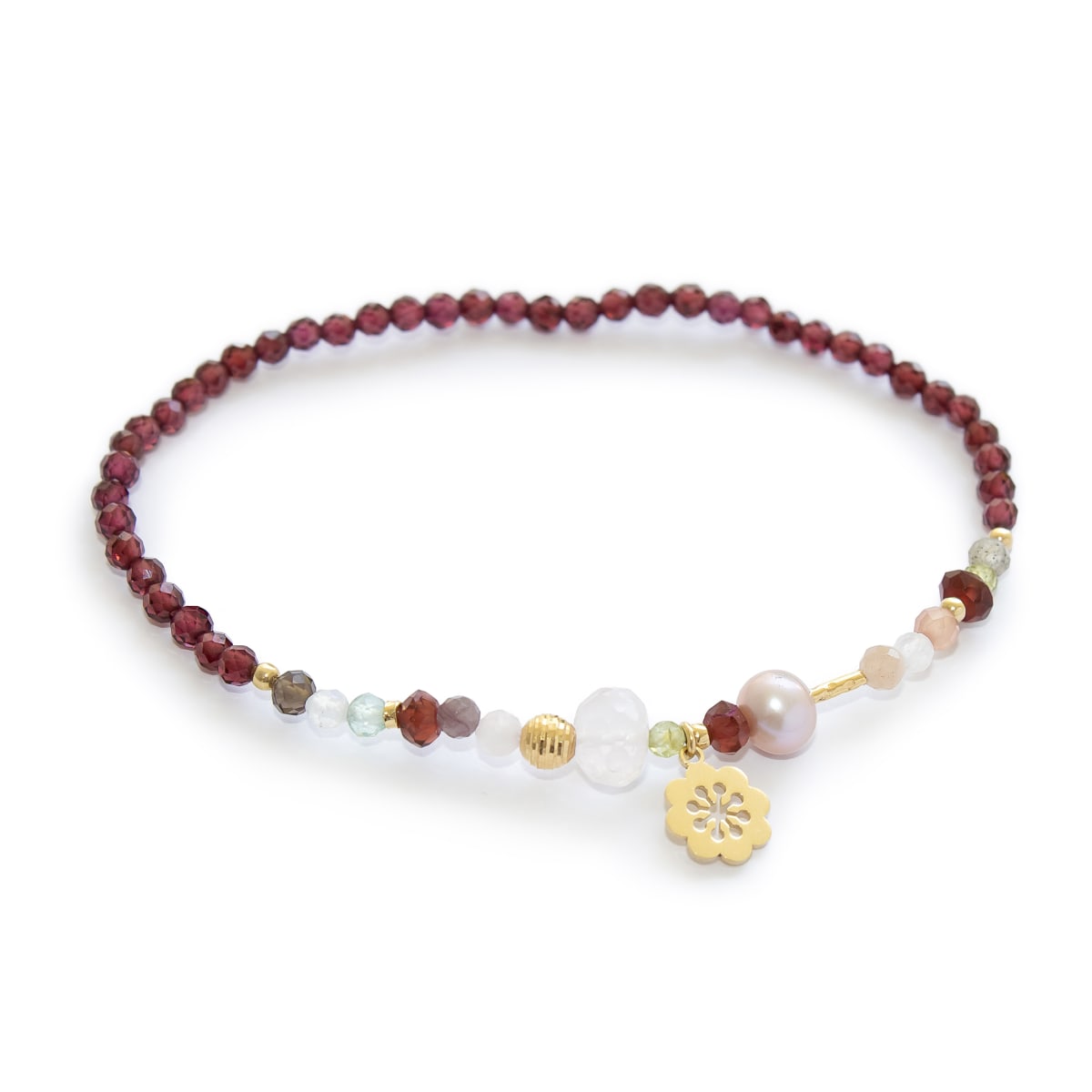PULSERA NELLA GRANATE MX DJ PLACA FLOR C ORO 18KT PULSERA NELLA GRANATE MX DJ PLACA FLOR C ORO 18KT
