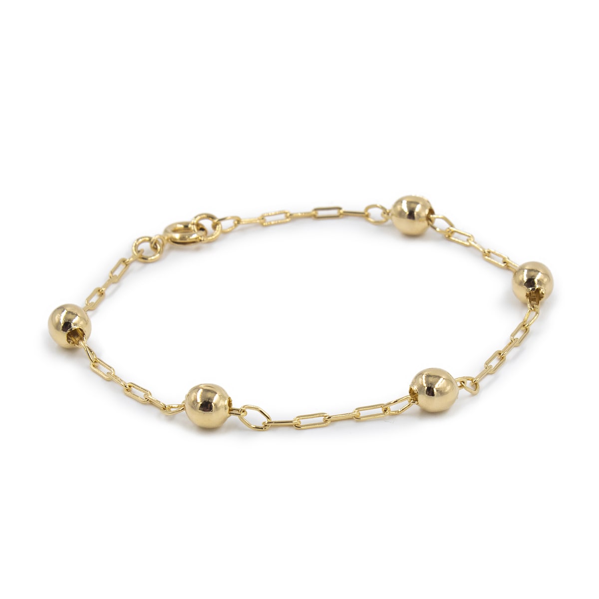 PULSERA 5 BOLITAS 6MM LAMINADO EN ORO 18/20 M PULSERA 5 BOLITAS 6MM LAMINADO EN ORO 18/20 M