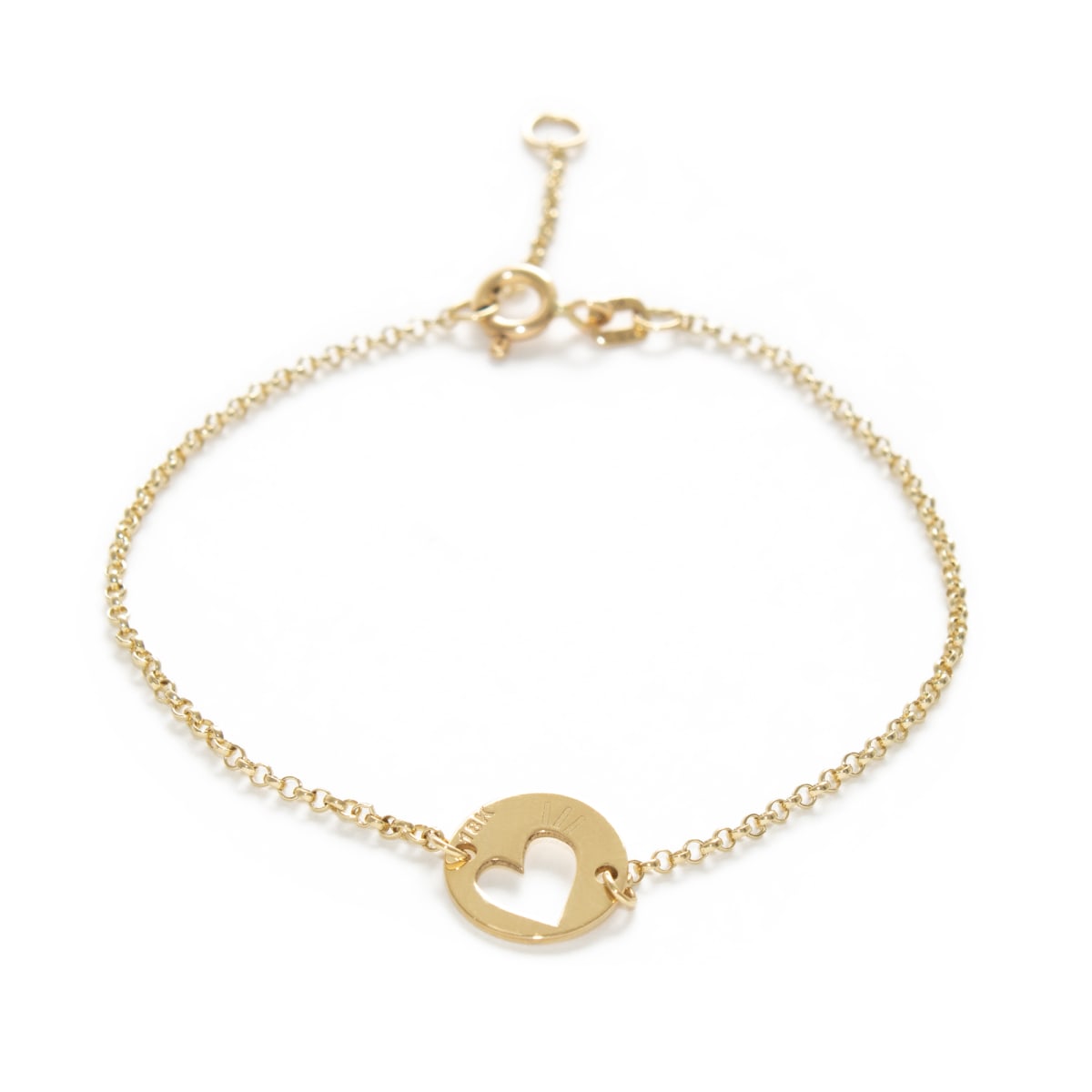 *Pulsera Placa Corazon Alegre Calado ORO 18KT* *Pulsera Placa Corazon Alegre Calado ORO 18KT*