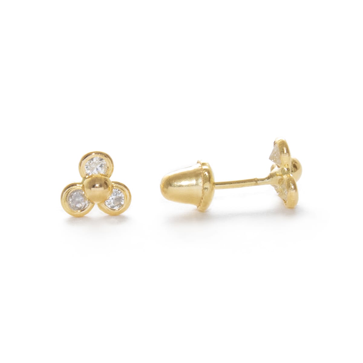 Arete Abridor tres petalos ORO 18 KT Arete Abridor tres petalos ORO 18 KT