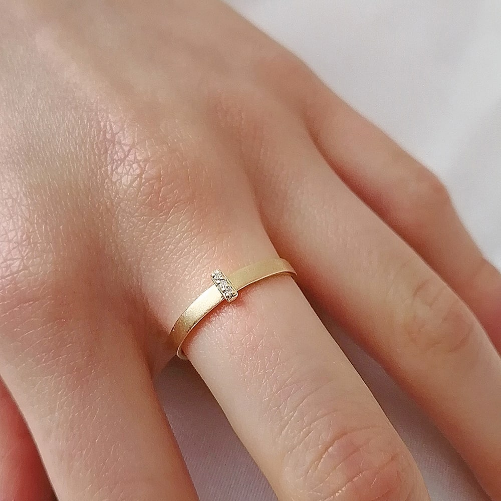 Anillo Cinta Mate con Brillantes 18Kt Anillo Cinta Mate con Brillantes 18Kt
