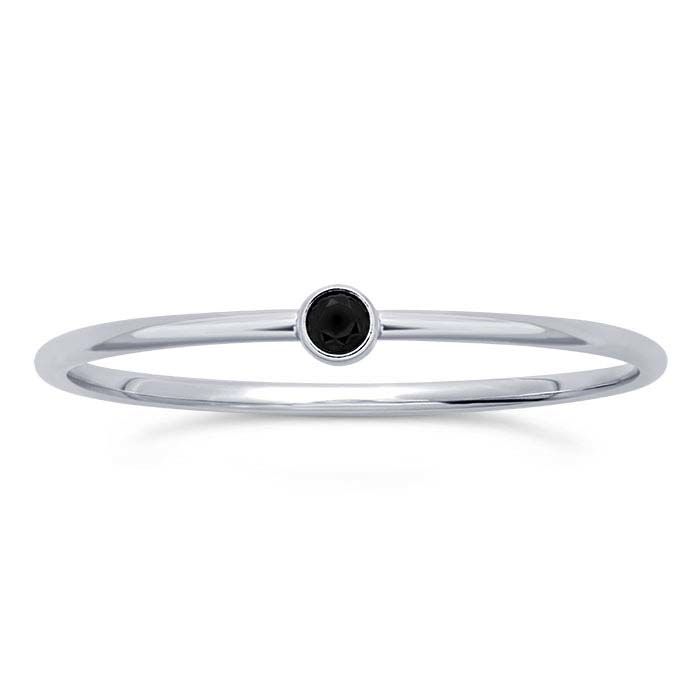 Anillo Delgado Bicelado Silver 2mm Negro Anillo Delgado Bicelado Silver 2mm Negro