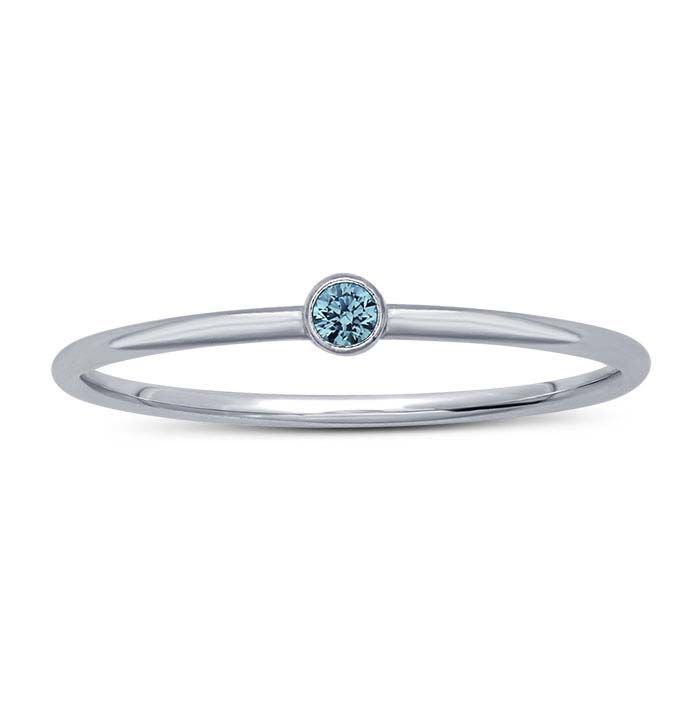 Anillo Delgado Bicelado Silver 2mm Celeste Anillo Delgado Bicelado Silver 2mm Celeste