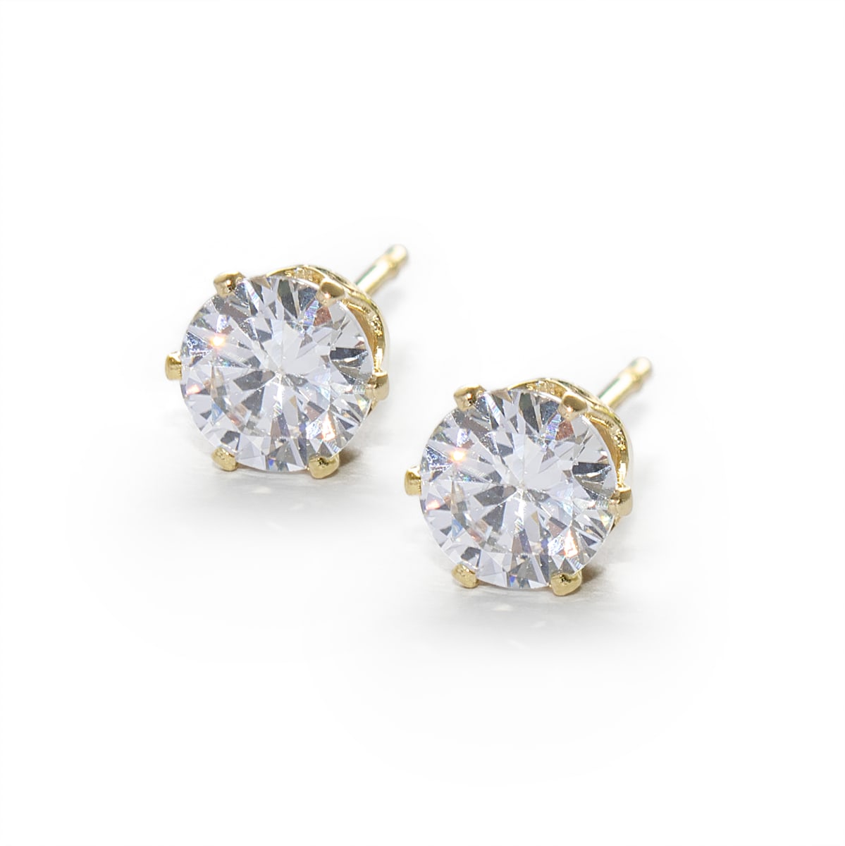 Aretes Cristal 6 uñitas 6mm LAMINADO EN ORO 18/20 MICRAS Aretes Cristal 6 uñitas 6mm LAMINADO EN ORO 18/20 MICRAS