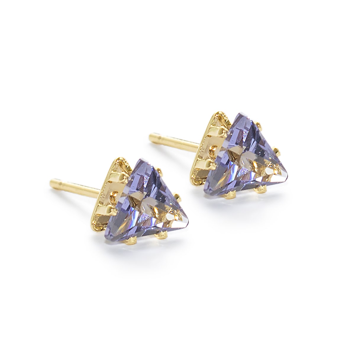 Aretes Cristal SW Triagulo Lila 6mm LAMINADO EN ORO 18/20 MICRAS Aretes Cristal SW Triagulo Lila 6mm LAMINADO EN ORO 18/20 MICRAS