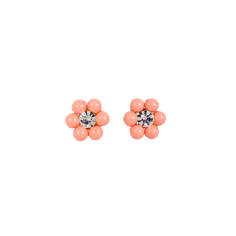 Arete Florcita 6 Perlas de Cristal Melon Arete Florcita 6 Perlas de Cristal Melon