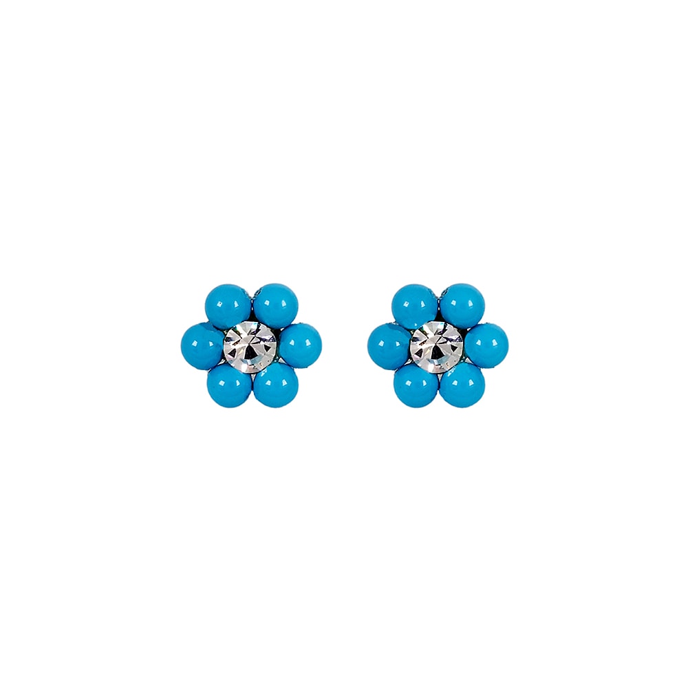 Arete Florcita 6 Perlas de Cristal Turqueza Arete Florcita 6 Perlas de Cristal Turqueza
