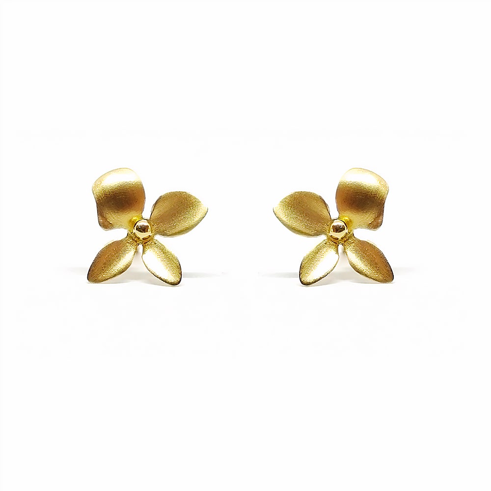 Arete Flor Satin Oro 18 Kt Arete Flor Satin Oro 18 Kt