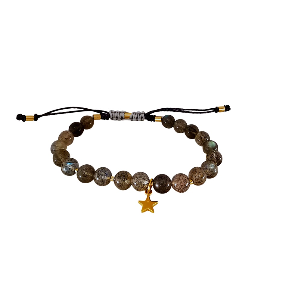 Pulsera Atila labradorita con dije mini estrella Pulsera Atila labradorita con dije mini estrella