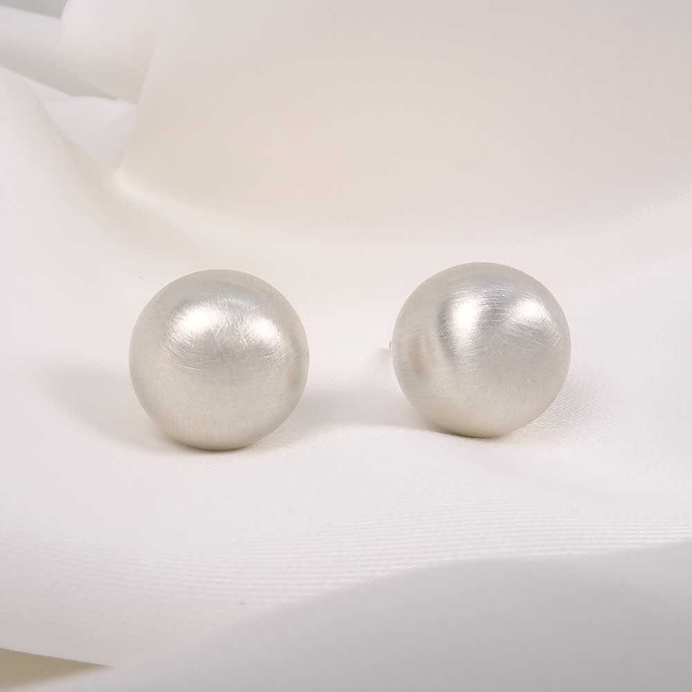 Arete Bolita Satin 14MM PLATA 925 Arete Bolita Satin 14MM PLATA 925