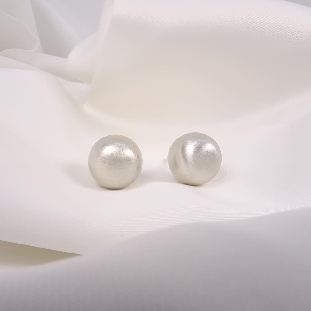 Arete Bolita Satín 8MM PLATA 925 Arete Bolita Satín 8MM PLATA 925