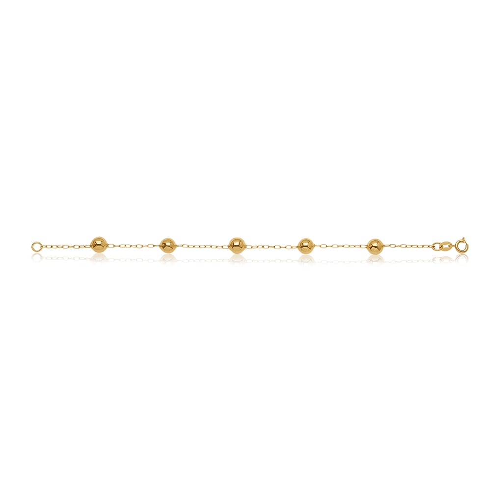Pulsera 5 Bolitas 5mm LAMINADO EN ORO 18/20 M Pulsera 5 Bolitas 5mm LAMINADO EN ORO 18/20 M