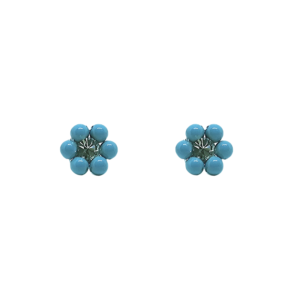 Arete Florcita 6 Perlas de Cristal Turqueza Arete Florcita 6 Perlas de Cristal Turqueza