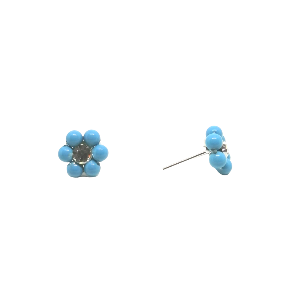 Arete Florcita 6 Perlas de Cristal Turqueza Arete Florcita 6 Perlas de Cristal Turqueza