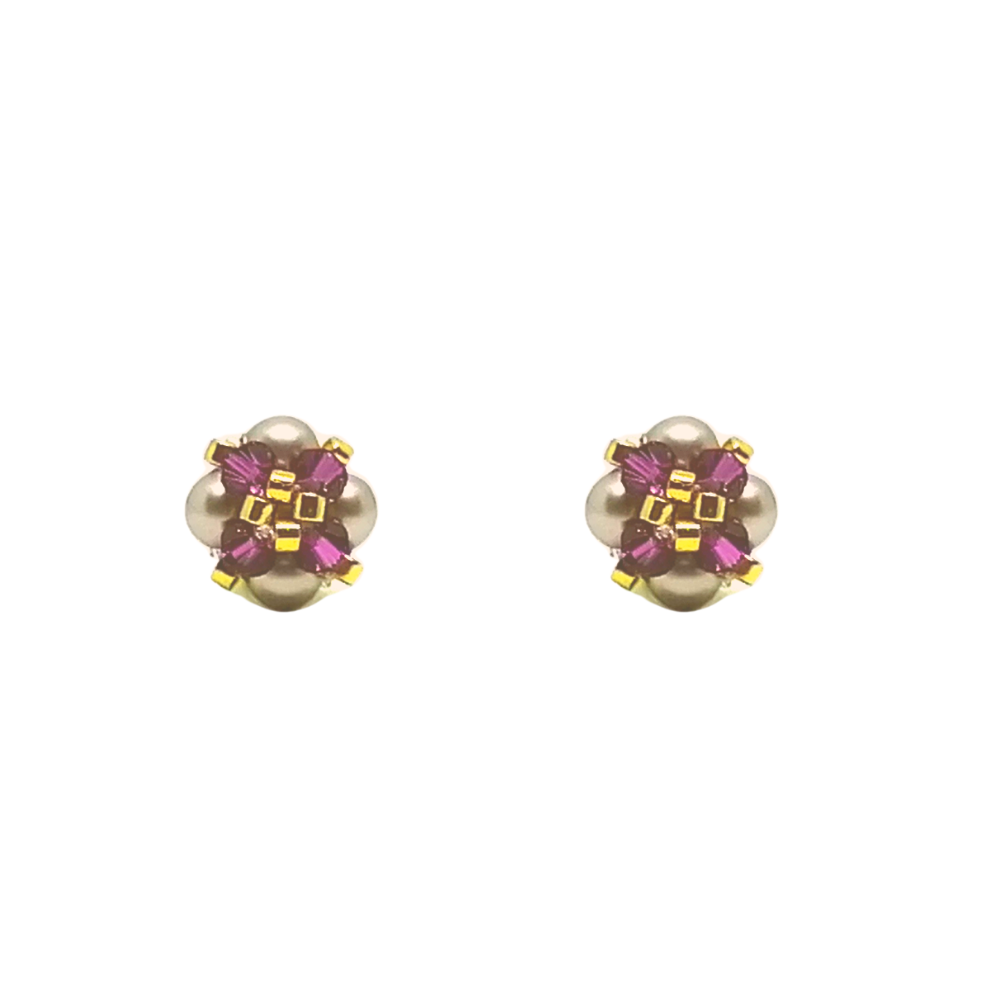 Arete Florcita Chiky Perlas de Cristal Beige Arete Florcita Chiky Perlas de Cristal Beige