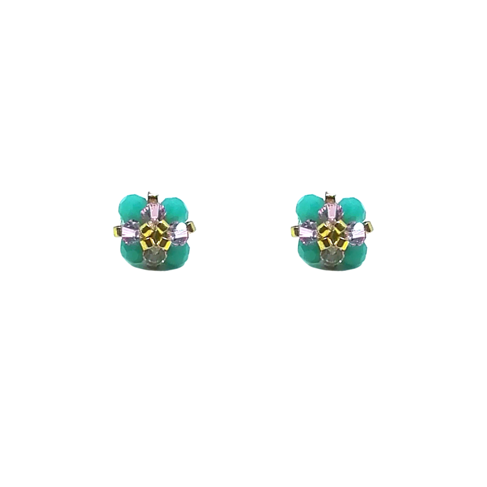 Arete Florcita Chiky de Cristal Verde Arete Florcita Chiky de Cristal Verde