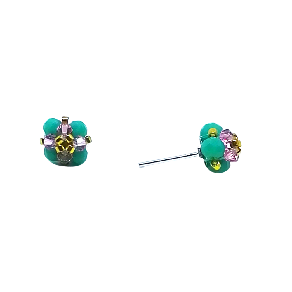 Arete Florcita Chiky de Cristal Verde Arete Florcita Chiky de Cristal Verde