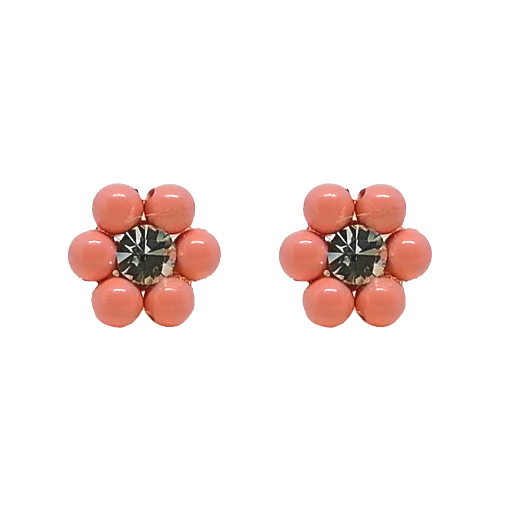 Arete Florcita 6 Perlas de Cristal Melon Arete Florcita 6 Perlas de Cristal Melon