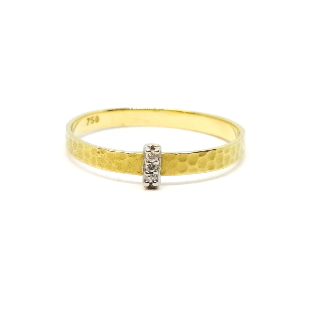 Anillo Cinta Martillada Brillantes Oro 18Kt Anillo Cinta Martillada Brillantes Oro 18Kt