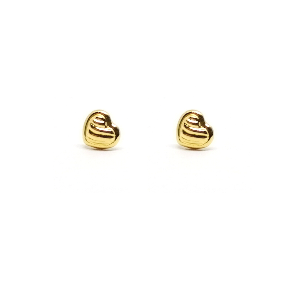 Arete Niña Corazon Rayitas M Oro 18kt Arete Niña Corazon Rayitas M Oro 18kt