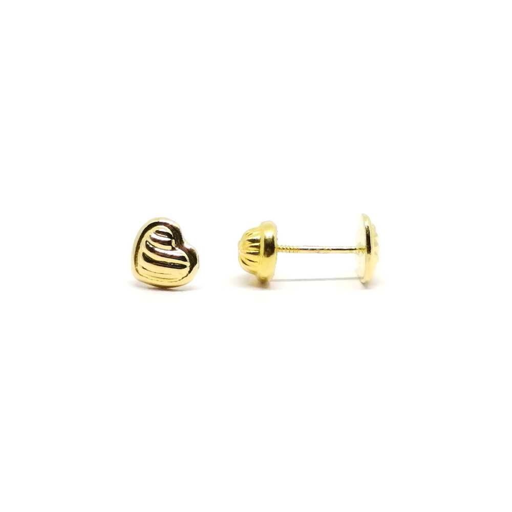 Arete Niña Corazon Rayitas M Oro 18kt Arete Niña Corazon Rayitas M Oro 18kt