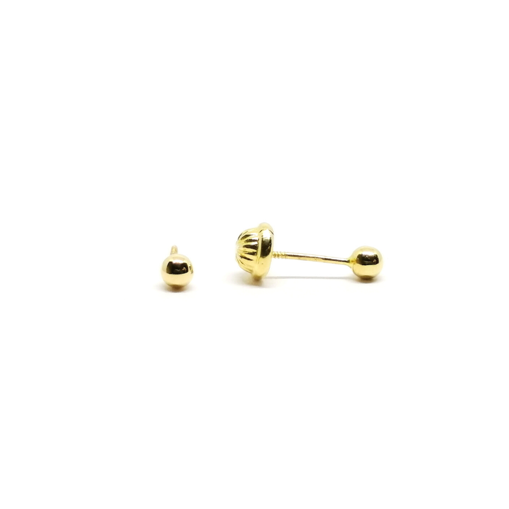 Arete Niña Bolita 3mm Oro 18Kt Arete Niña Bolita 3mm Oro 18Kt