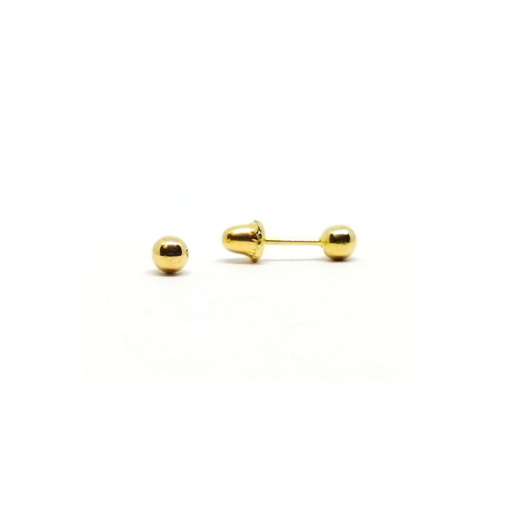 Arete Abridor Bolita 3mm Oro 18Kt Arete Abridor Bolita 3mm Oro 18Kt
