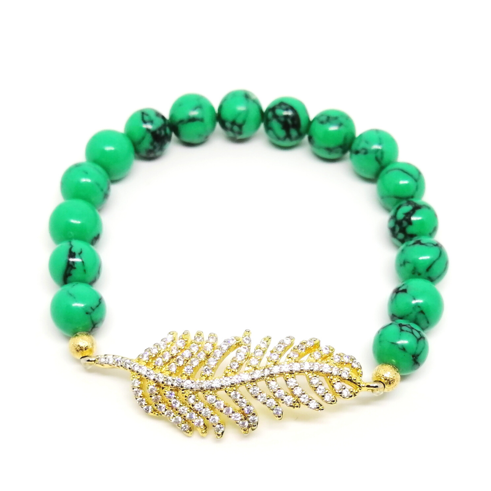 Pulsera Ariana Malaquita Pluma FS Pulsera Ariana Malaquita Pluma FS