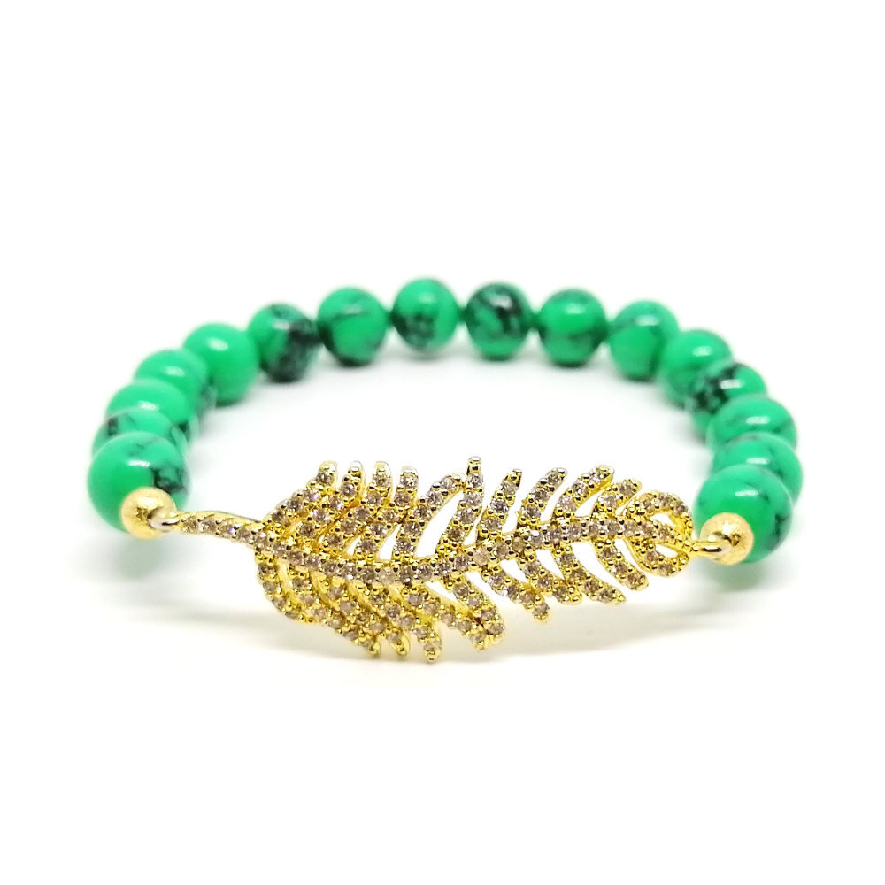 Pulsera Ariana Malaquita Pluma FS Pulsera Ariana Malaquita Pluma FS