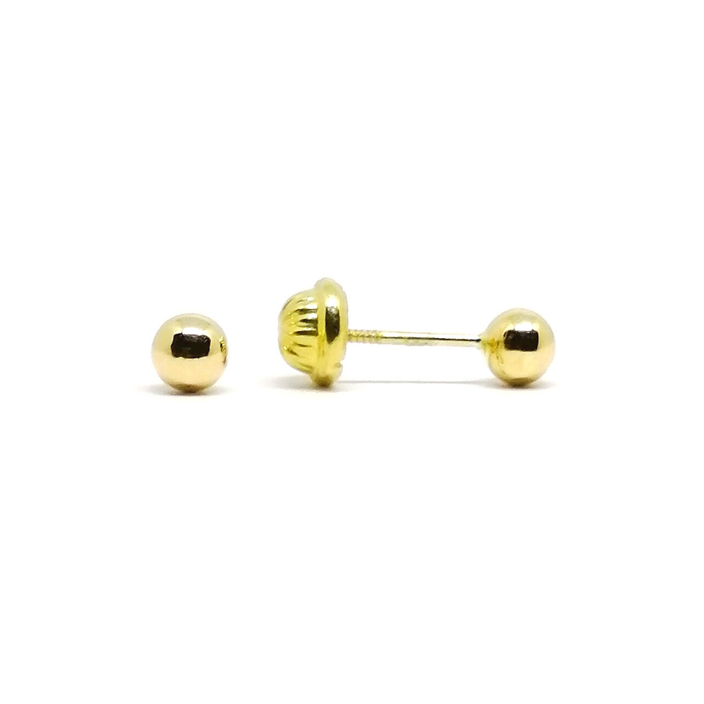 Arete Niña Bolita 4 mm Oro 18Kt Arete Niña Bolita 4 mm Oro 18Kt
