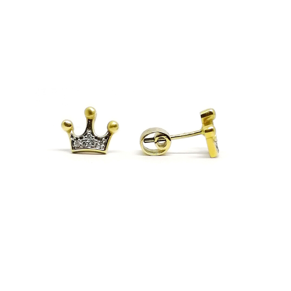 Arete Niña Corona Magica con Brillantes Oro 18 Kt Arete Niña Corona Magica con Brillantes Oro 18 Kt