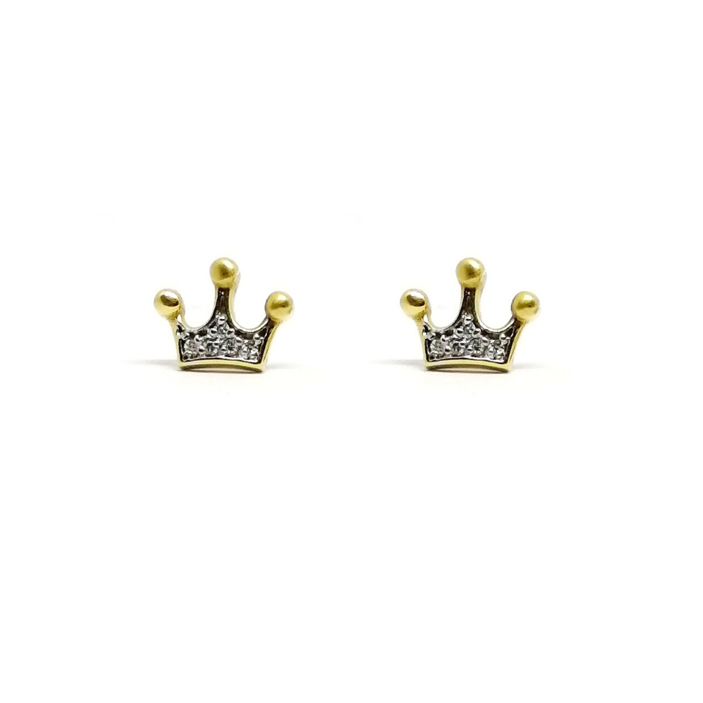Arete Niña Corona Magica con Brillantes Oro 18 Kt Arete Niña Corona Magica con Brillantes Oro 18 Kt
